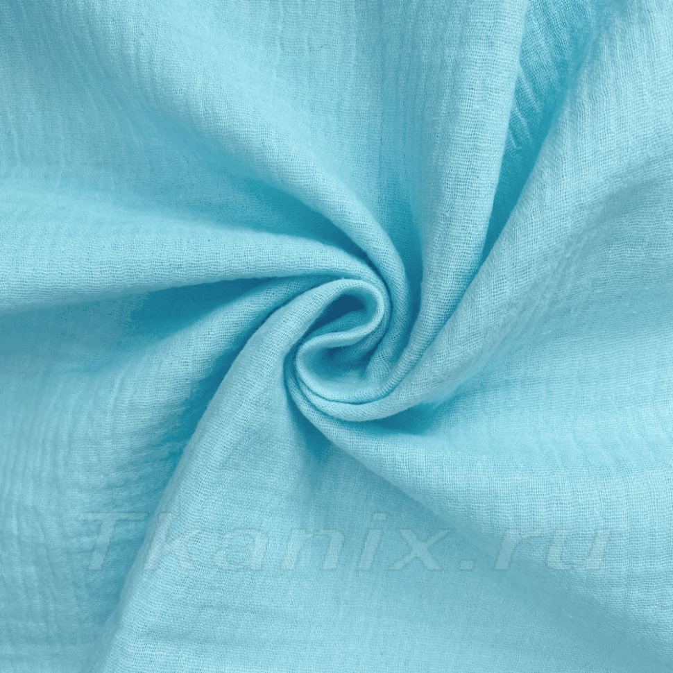 Ткань Муслин Жатый, цвет Небесно-голубой (на отрез) - купить в Кемерово |  «Tkanix»