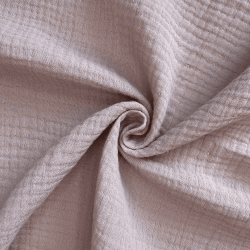 Ткань Муслин Жатый, цвет Пыльно-Розовый (на отрез)  в Кемерово
