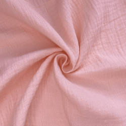 Ткань Муслин Жатый, цвет Нежно-Розовый (на отрез)  в Кемерово