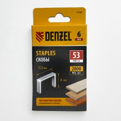 Denzel Скобы, 6 мм, для мебельного степлера, тип 53, 2000 шт.  в Кемерово