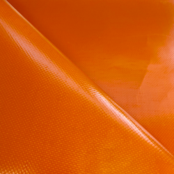 Ткань ПВХ 450 гр/м2, Оранжевый (Ширина 160см), на отрез  в Кемерово